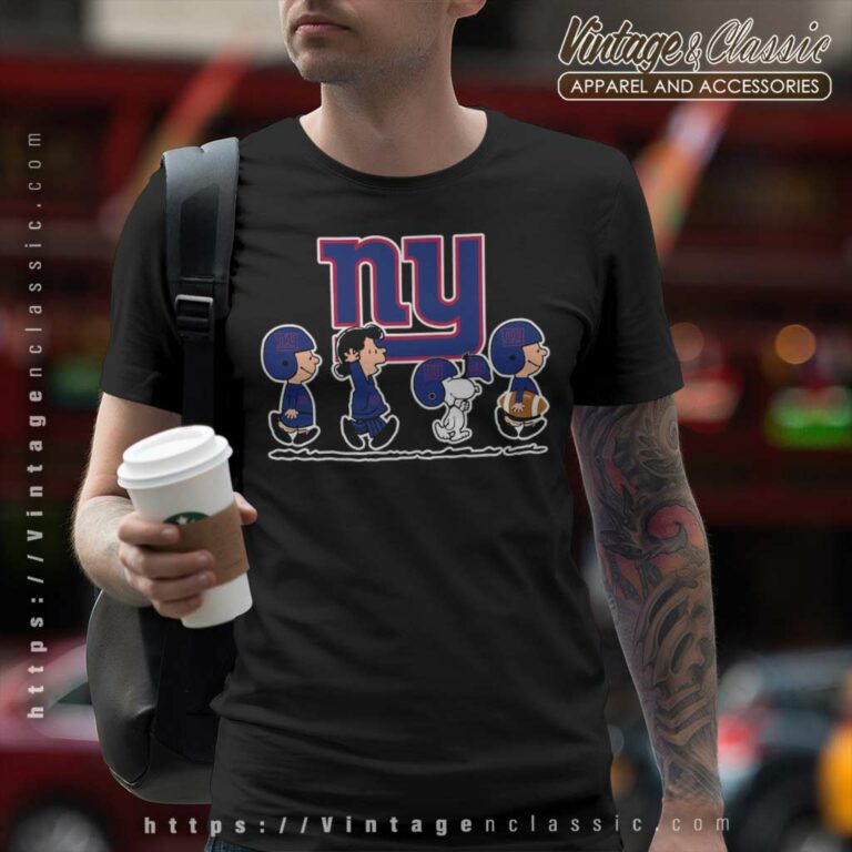 Snoopy Peanuts Football Team With The New York Giants T Shirt Snoopy Peanuts Football Team With The New York Giants T Shirt