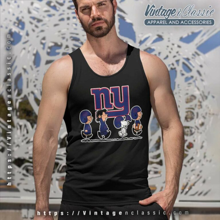 Snoopy Peanuts Football Team With The New York Giants Tank Top Racerback Snoopy Peanuts Football Team With The New York Giants Tank Top Racerback
