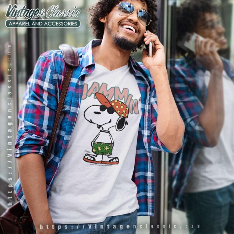 Snoopy Peanuts Jammin V Neck TShirt Snoopy Peanuts Jammin V Neck TShirt