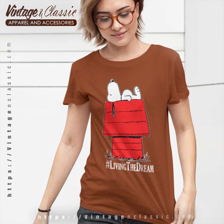 Snoopy Peanuts Living The Dream Women TShirt Snoopy Peanuts Living The Dream Women TShirt