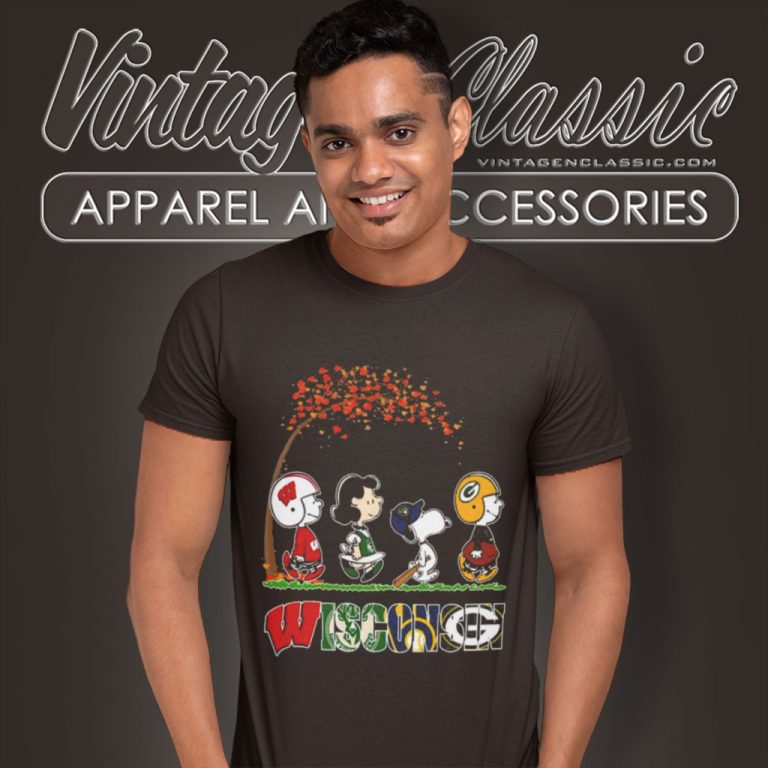 Snoopy Peanuts Loves Fall And Wisconsin Green Bay Packers Milwaukee Bucks Brewers T Shirt Snoopy Peanuts Loves Fall And Wisconsin Green Bay Packers Milwaukee Bucks Brewers T Shirt