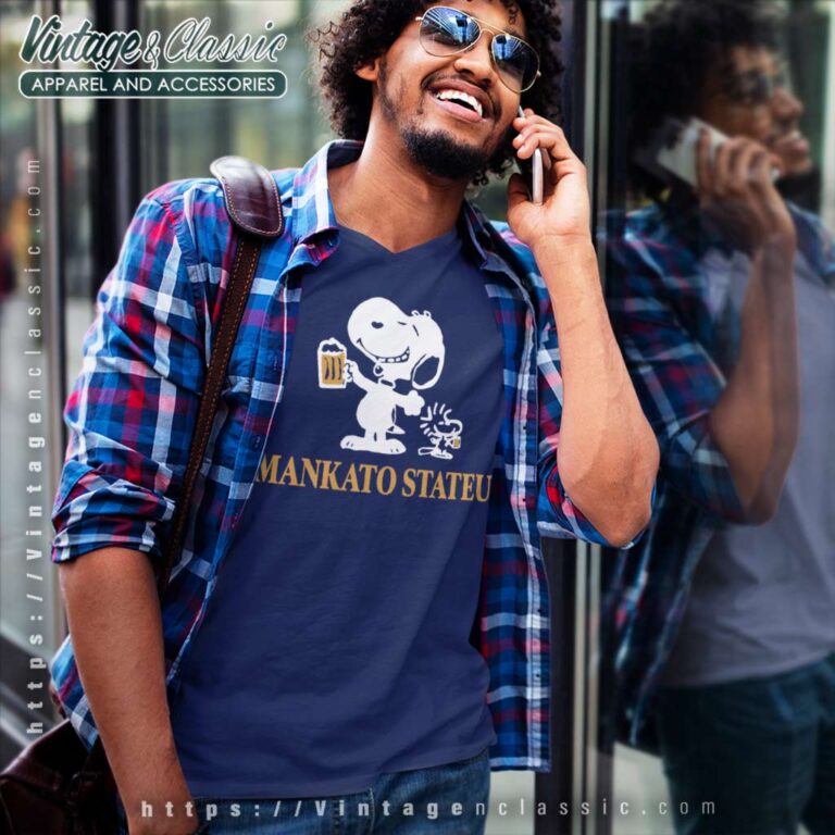 Snoopy Peanuts Mankato State V Neck TShirt Snoopy Peanuts Mankato State V Neck TShirt