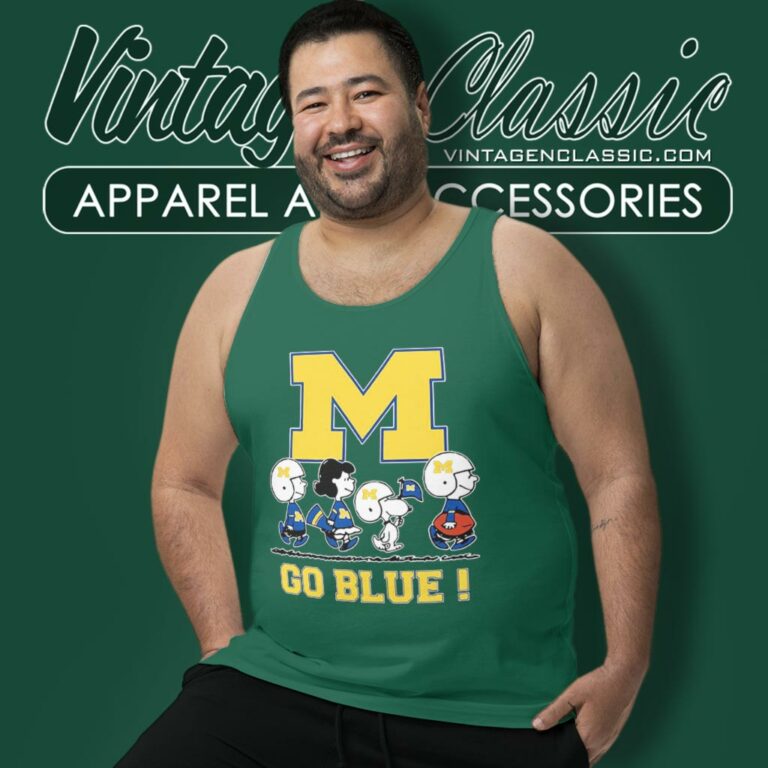 Snoopy Peanuts Michigan Wolverines Go Blue Tank Top Racerback Snoopy Peanuts Michigan Wolverines Go Blue Tank Top Racerback