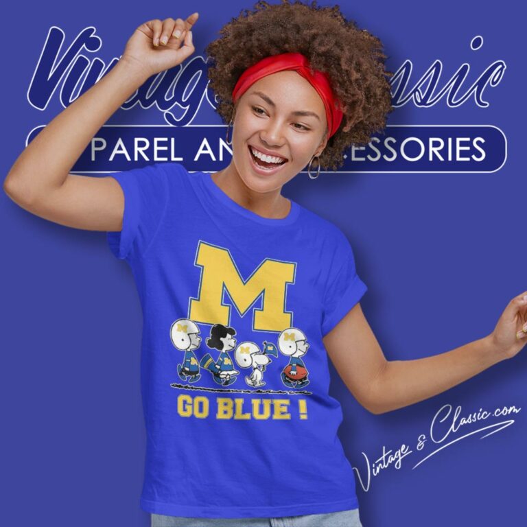 Snoopy Peanuts Michigan Wolverines Go Blue Women T Shirt Snoopy Peanuts Michigan Wolverines Go Blue Women T Shirt