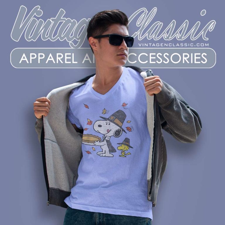 Snoopy Peanuts Thanksgiving Scene V Neck TShirt Snoopy Peanuts Thanksgiving Scene V Neck TShirt