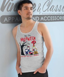 Snoopy Peanuts Time For Halloween And The Love For Philadelphia Phillies Tank Top Racerback
