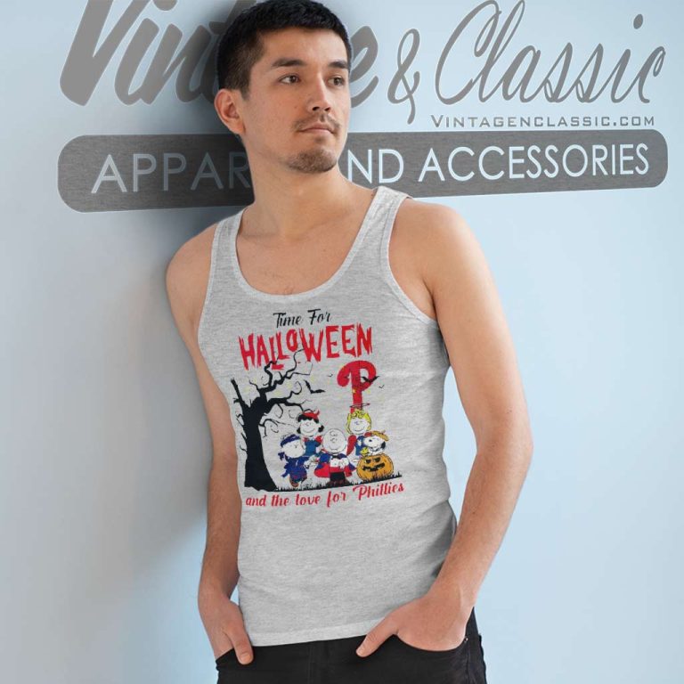 Snoopy Peanuts Time For Halloween And The Love For Philadelphia Phillies Tank Top Racerback Snoopy Peanuts Time For Halloween And The Love For Philadelphia Phillies Tank Top Racerback