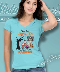 Snoopy Peanuts Time For Halloween And The Love For Raiders Shirt 4 Snoopy Peanuts Time For Halloween And The Love For Raiders V Neck TShirt