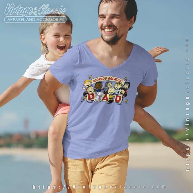 Snoopy Peanuts Worlds Greatest Dad V Neck TShirt Snoopy Peanuts Worlds Greatest Dad V Neck TShirt