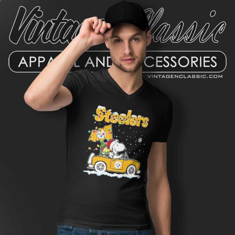 Snoopy Pittsburgh Steelers Driver Car Christmas V Neck TShirt Snoopy Pittsburgh Steelers Driver Car Christmas V Neck TShirt