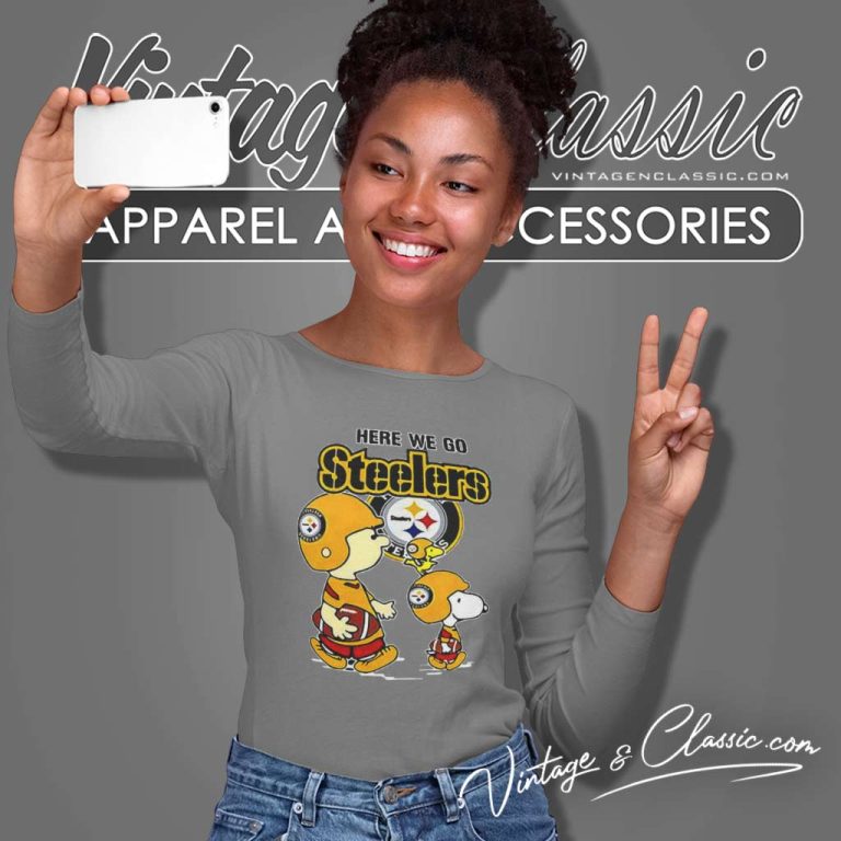 Snoopy Pittsburgh Steelers Here We Go Long Sleeve Tee Snoopy Pittsburgh Steelers Here We Go Long Sleeve Tee