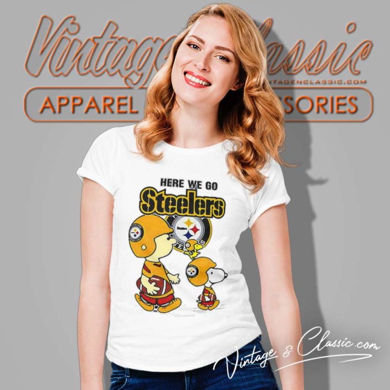 Snoopy Pittsburgh Steelers Here We Go Women TShirt Snoopy Pittsburgh Steelers Here We Go Women TShirt