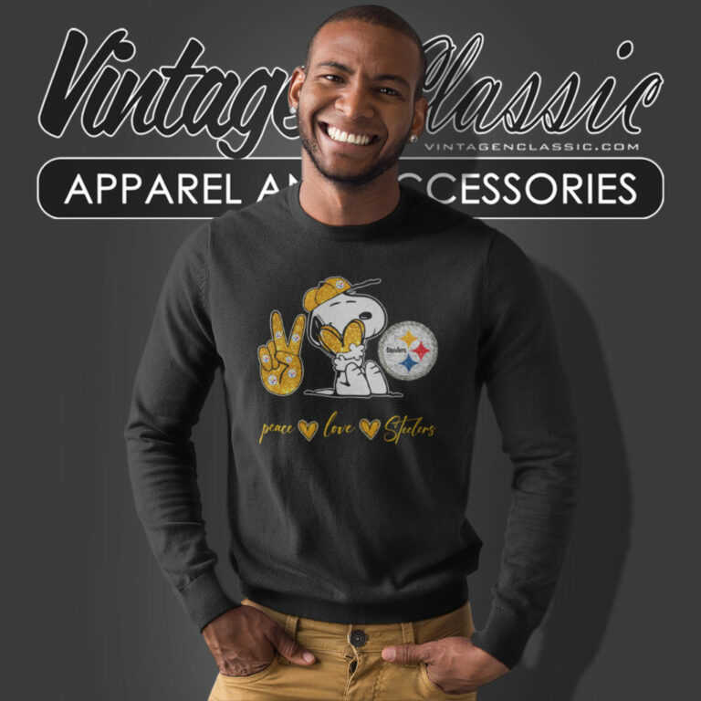 Snoopy Pittsburgh Steelers Peace Love Sweatshirt Snoopy Pittsburgh Steelers Peace Love Sweatshirt