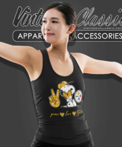 Snoopy Pittsburgh Steelers Peace Love Tank Top Racerback