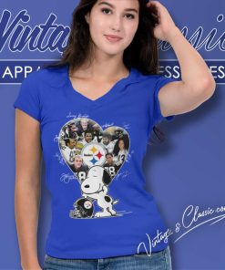 Snoopy Pittsburgh Steelers Players Signatures V Neck TShirt