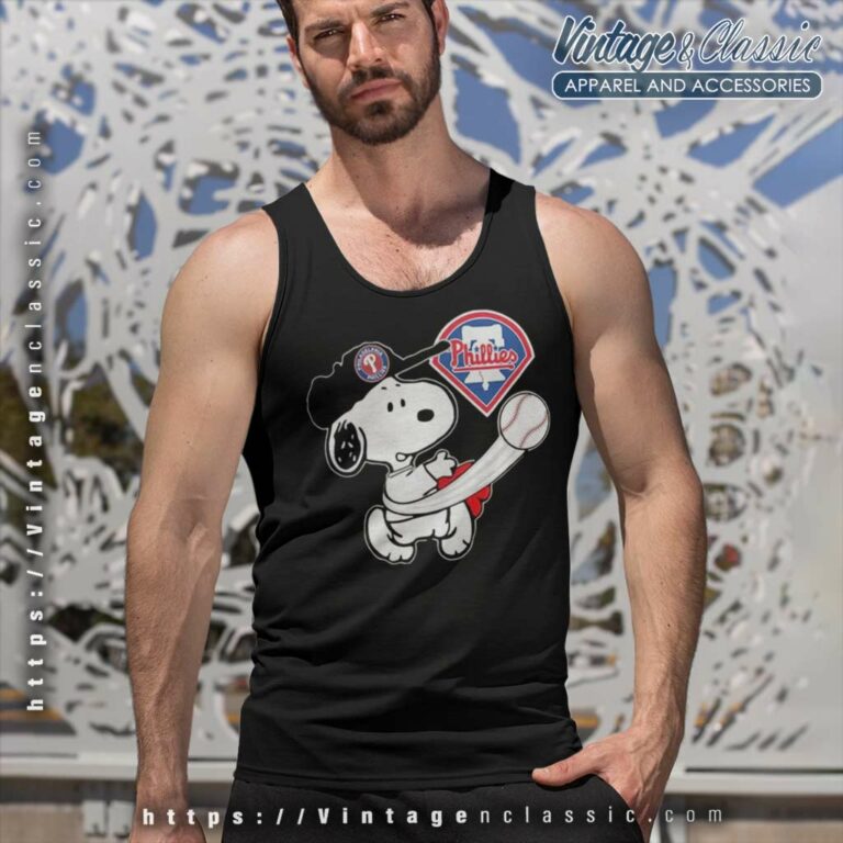 Snoopy Play Baseball Phillies Team Tank Top Racerback Snoopy Play Baseball Phillies Team Tank Top Racerback