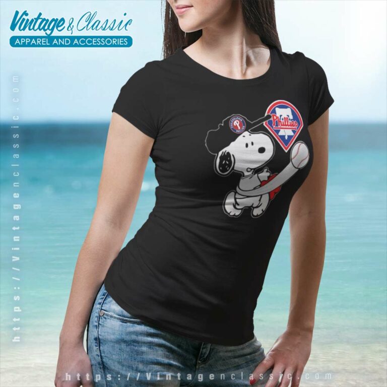 Snoopy Play Baseball Phillies Team Women TShirt Snoopy Play Baseball Phillies Team Women TShirt