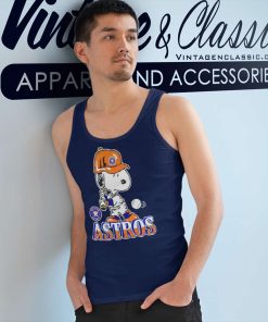 Snoopy Playing Baseball Houston Astros Tank Top Racerback