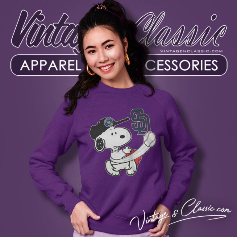 Snoopy Playing Baseball San Diego Padres Sweatshirt Snoopy Playing Baseball San Diego Padres Sweatshirt