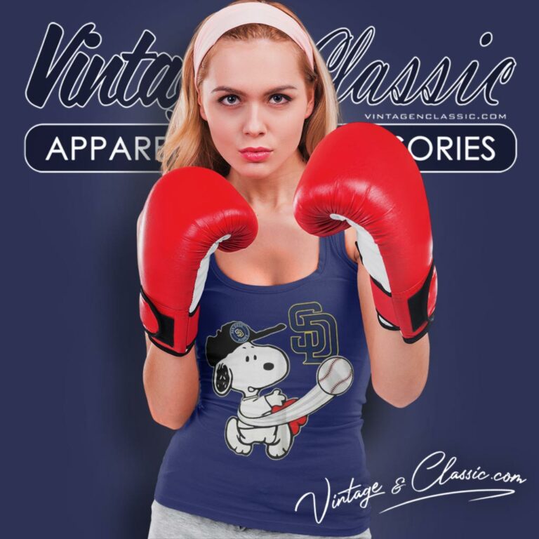 Snoopy Playing Baseball San Diego Padres Tank Top Racerback Snoopy Playing Baseball San Diego Padres Tank Top Racerback