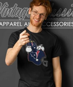 Snoopy Resting On Texans Helmet And Woodstock T Shirt