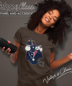Snoopy Resting On Texans Helmet And Woodstock Women TShirt