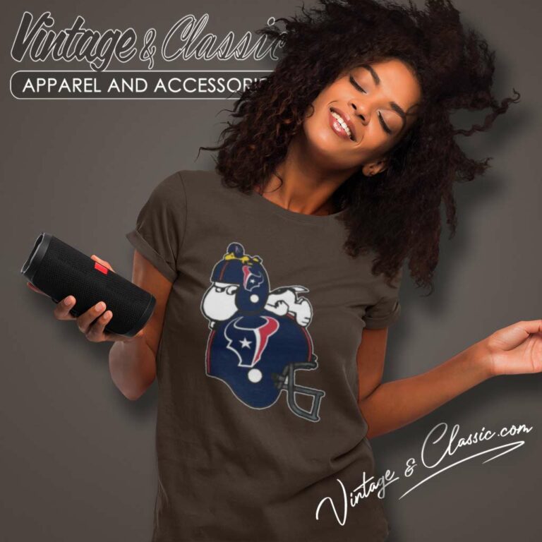 Snoopy Resting On Texans Helmet And Woodstock Women TShirt Snoopy Resting On Texans Helmet And Woodstock Women TShirt