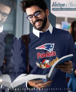 Snoopy Santa And Woodstock Reindeer New England Patriots Christmas Sweatshirt