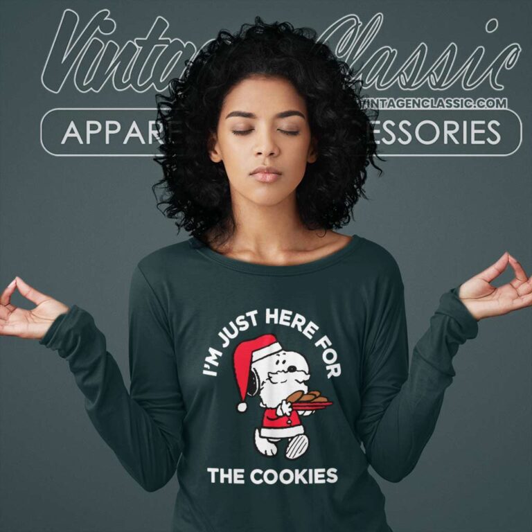 Snoopy Santa Claus Im Just Here For The Cookies Long Sleeve Tee Snoopy Santa Claus Im Just Here For The Cookies Long Sleeve Tee