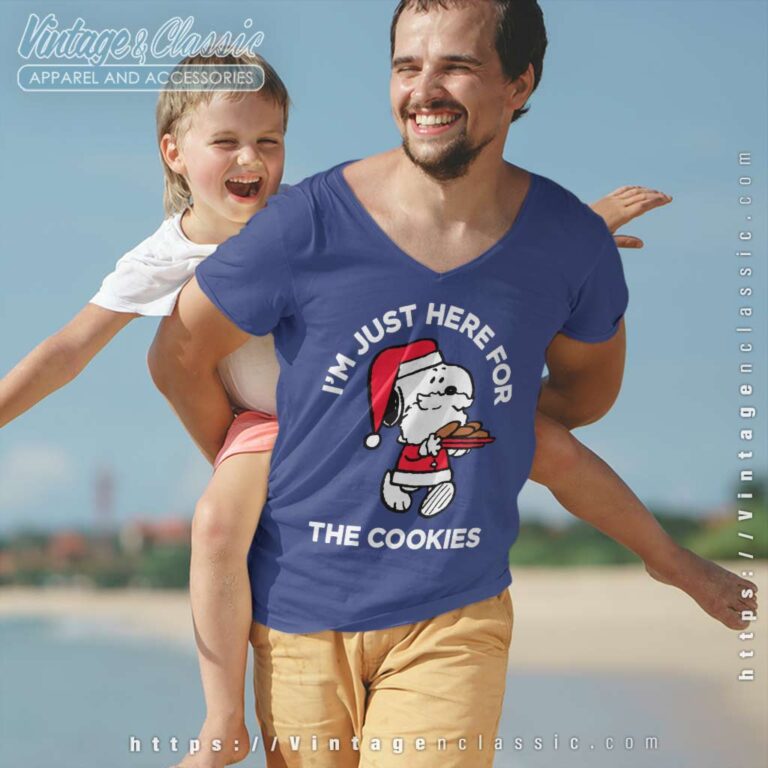Snoopy Santa Claus Im Just Here For The Cookies V Neck TShirt Snoopy Santa Claus Im Just Here For The Cookies V Neck TShirt