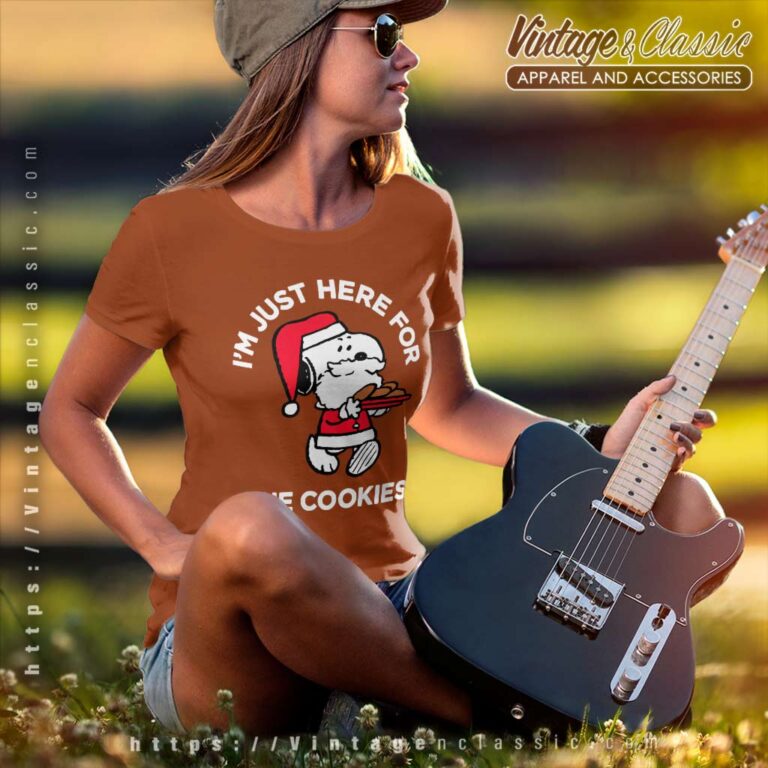Snoopy Santa Claus Im Just Here For The Cookies Women TShirt Snoopy Santa Claus Im Just Here For The Cookies Women TShirt