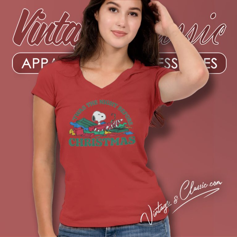 Snoopy Shirt twas The Night Before Christmas V Neck TShirt Snoopy Shirt twas The Night Before Christmas V Neck TShirt