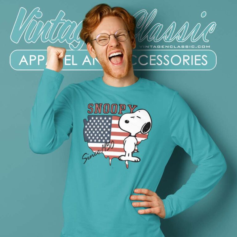 Snoopy Since 1950 American Flag Long Sleeve Tee Snoopy Since 1950 American Flag Long Sleeve Tee