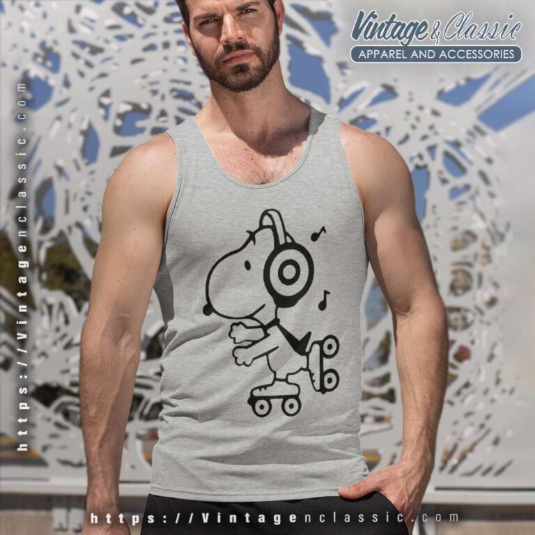 Snoopy Skating To The Music Tank Top Racerback Snoopy Skating To The Music Tank Top Racerback