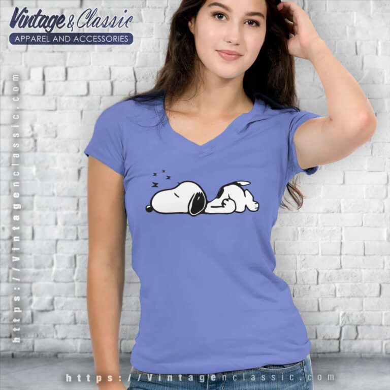 Snoopy Sleeping Peanuts Cartoon V Neck TShirt Snoopy Sleeping Peanuts Cartoon V Neck TShirt