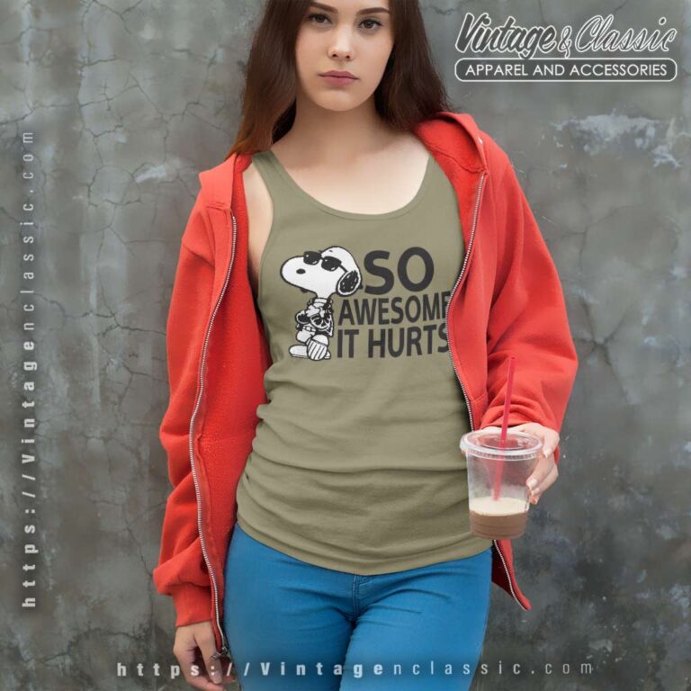 Snoopy So Awesome It Hurts Tank Top Racerback Snoopy So Awesome It Hurts Tank Top Racerback