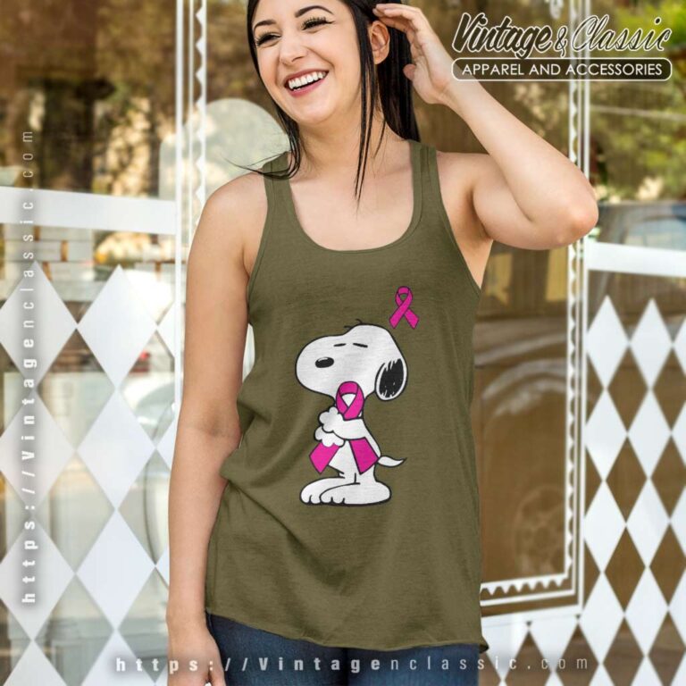 Snoopy Support Breast Cancer Tank Top Racerback Snoopy Support Breast Cancer Tank Top Racerback