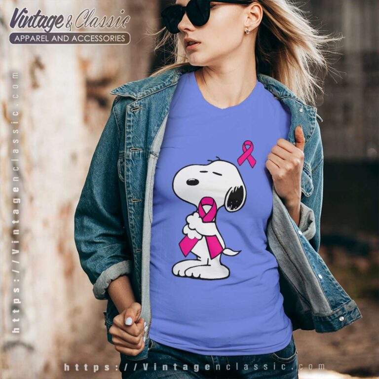 Snoopy Support Breast Cancer V Neck TShirt Snoopy Support Breast Cancer V Neck TShirt