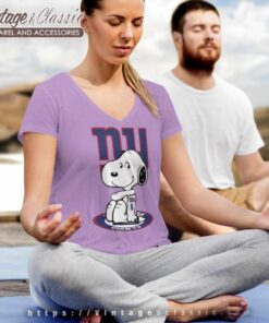 Snoopy Tattoo New York Giants V Neck TShirt