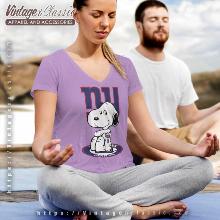 Snoopy Tattoo New York Giants V Neck TShirt Snoopy Tattoo New York Giants V Neck TShirt
