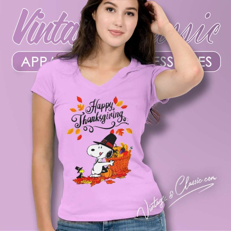Snoopy Thanksgiving Pumpkins V Neck TShirt Snoopy Thanksgiving Pumpkins V Neck TShirt