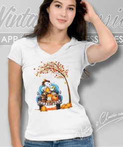 Snoopy Thanksgiving Shirt Pumpkins Autumn 4 Snoopy Thanksgiving Shirt Pumpkins Autumn V Neck TShirt