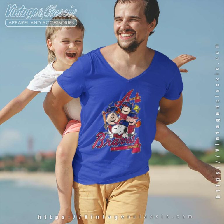 Snoopy The Peanuts Atlanta Braves V Neck TShirt Snoopy The Peanuts Atlanta Braves V Neck TShirt