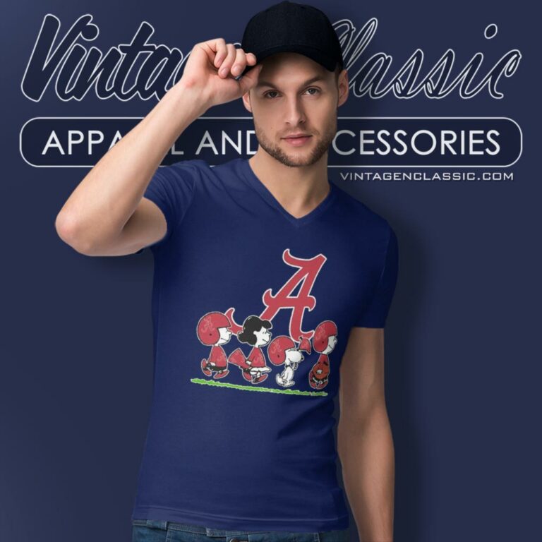 Snoopy The Peanuts Cheer For The Alabama Crimson Tide V Neck TShirt Snoopy The Peanuts Cheer For The Alabama Crimson Tide V Neck TShirt