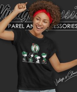 Snoopy The Peanuts Cheer For The Boston Celtics Women T Shirt