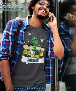 Snoopy The Peanuts Green Bay Packers Christmas Shirt 5 Snoopy The Peanuts Green Bay Packers Christmas V Neck TShirt