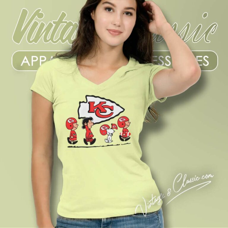 Snoopy The Peanuts Kansas City Chiefs V Neck TShirt Snoopy The Peanuts Kansas City Chiefs V Neck TShirt