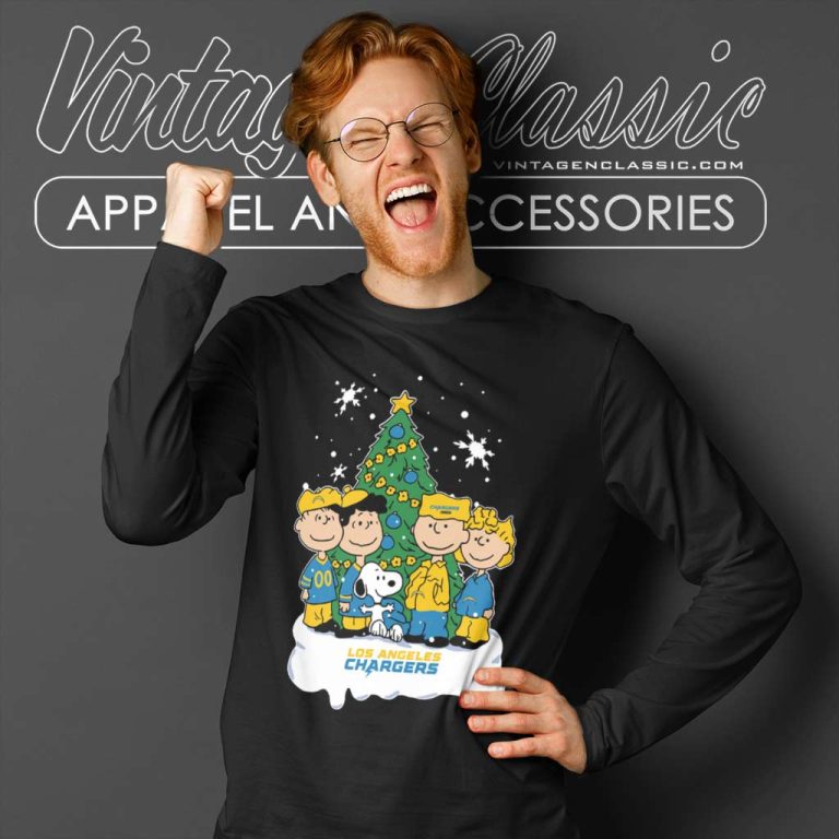 Snoopy The Peanuts Los Angeles Chargers Christmas Long Sleeve Tee Snoopy The Peanuts Los Angeles Chargers Christmas Long Sleeve Tee