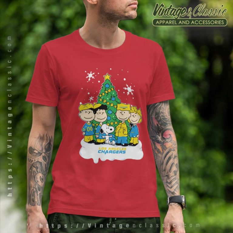 Snoopy The Peanuts Los Angeles Chargers Christmas T Shirt Snoopy The Peanuts Los Angeles Chargers Christmas T Shirt