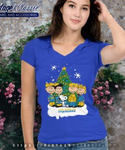 Snoopy The Peanuts Los Angeles Chargers Christmas V Neck TShirt